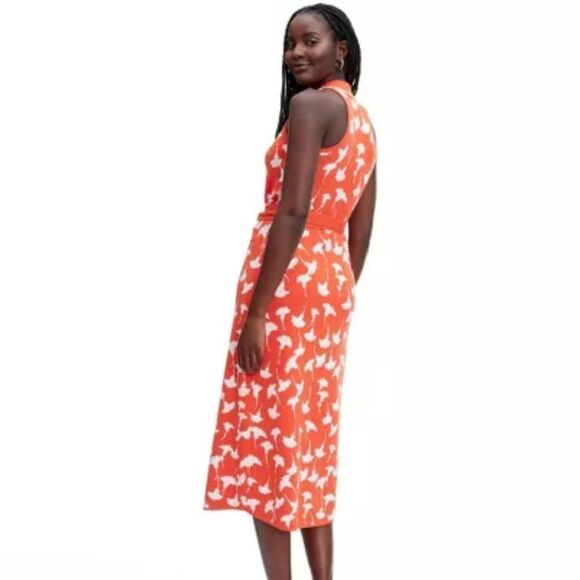 🆕Collared Sleeveless Ginkgo Sweaterknit Midi Wrap Dress - Picture 2 of 6